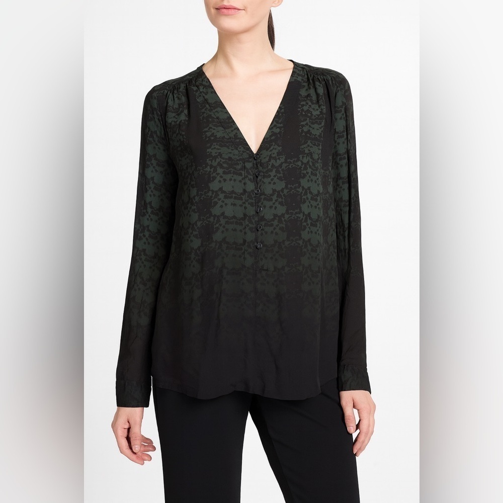 A.L.C Silk Green Button Front Blouse Size Small